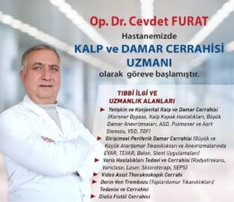 Kalp ve Damar Cerrahisi Uzmanı Op. Dr. Cevdet Furat Medikar Hastanesinde Göreve Başladı.